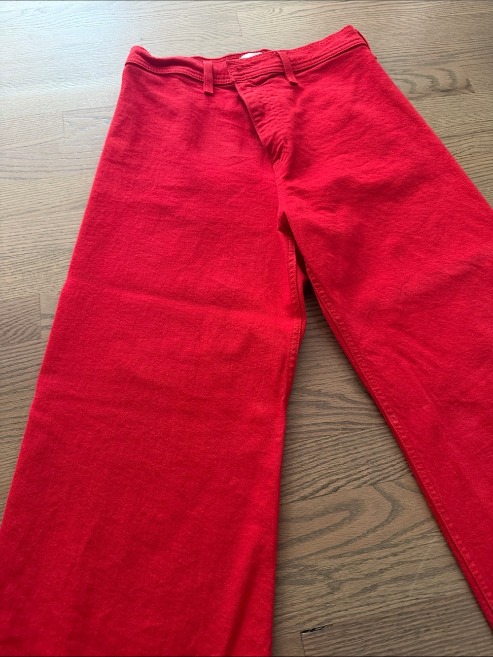 pistola Red Wide-Leg Jeans with Raw Frayed Hem - Picture 4 of 5